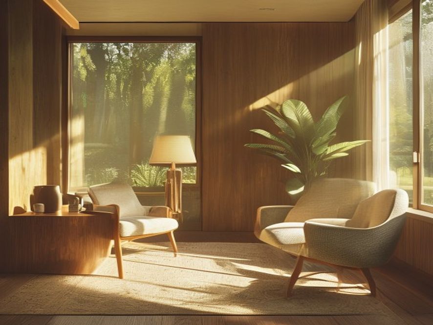 Peaceful consultation setting with natural light and comfortable seating